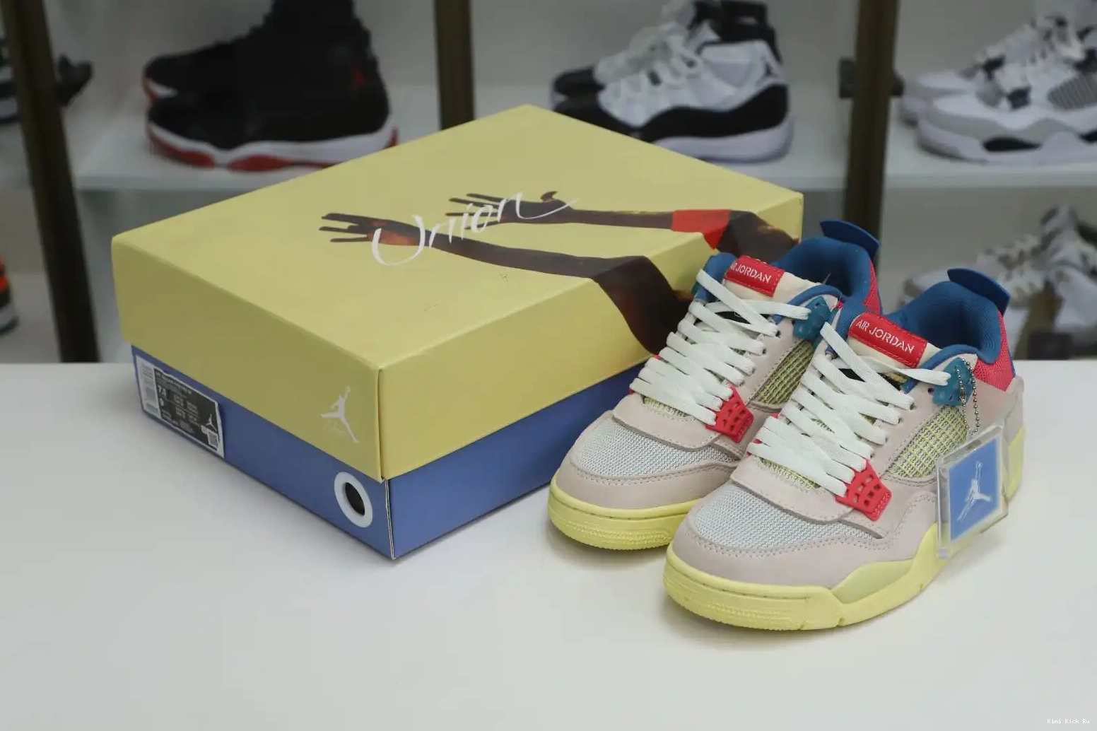 RETRO JORDAN UNION X ICE' 4 'GUAVA LA Kimikick AIR 0709